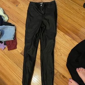 Black matte leather pants